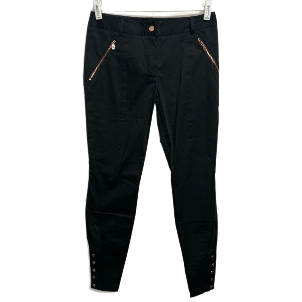 Ted Baker London Women’s Low Rise Zip Pocket Snap Leg Skinny Trouser Pant Black